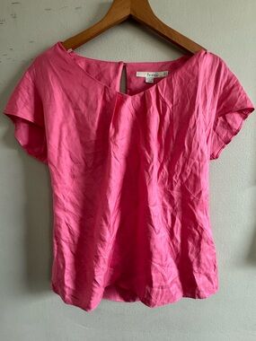 Boden silk blend cap sleeve pink pop over blouse size 2
